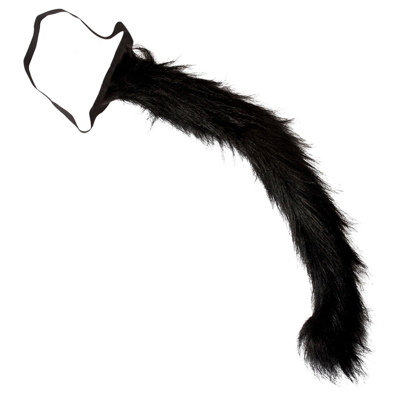 Modelable fur cat tail black