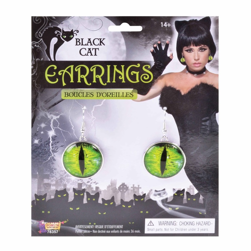 Neon green cat's eye drop earrings
