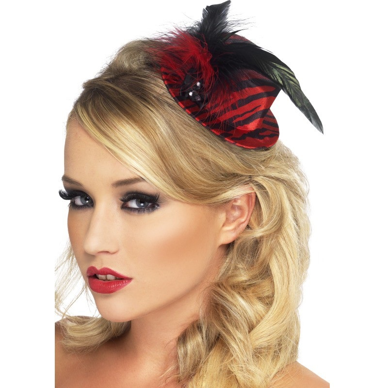 Red zebra print mini hat