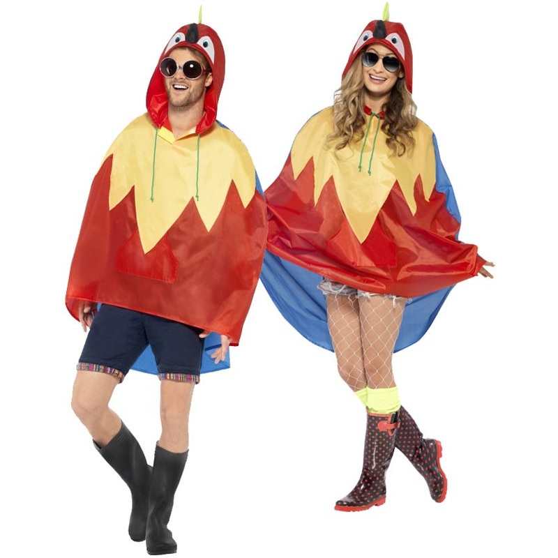 Colorful parrot rain cover poncho
