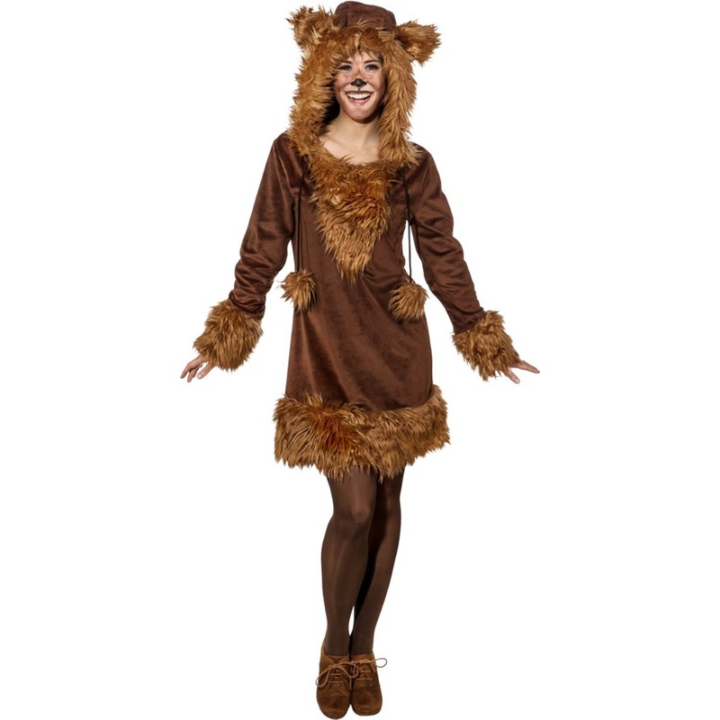 Cute bear dress with faux fur for women 34-36