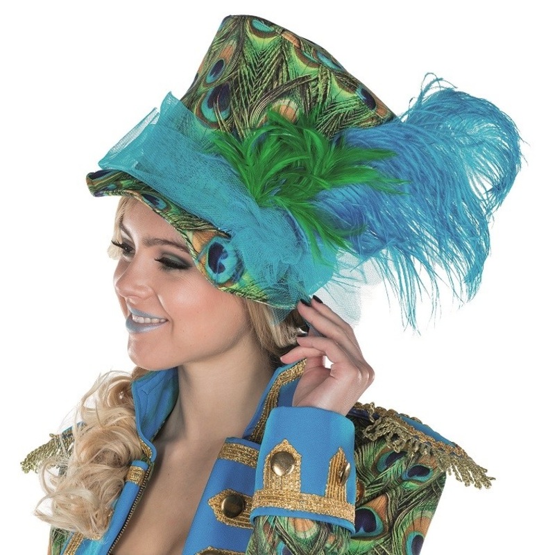 Elegant peacock top hat