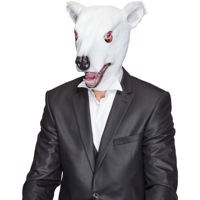 Polar bear full head mask latex