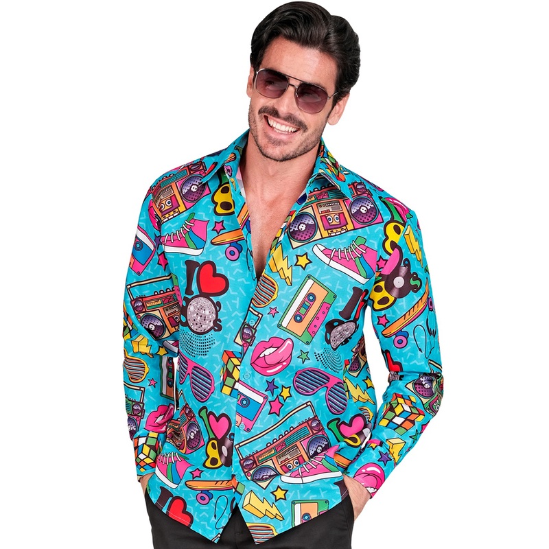 80s Crazy Party Shirt for Men S-M
