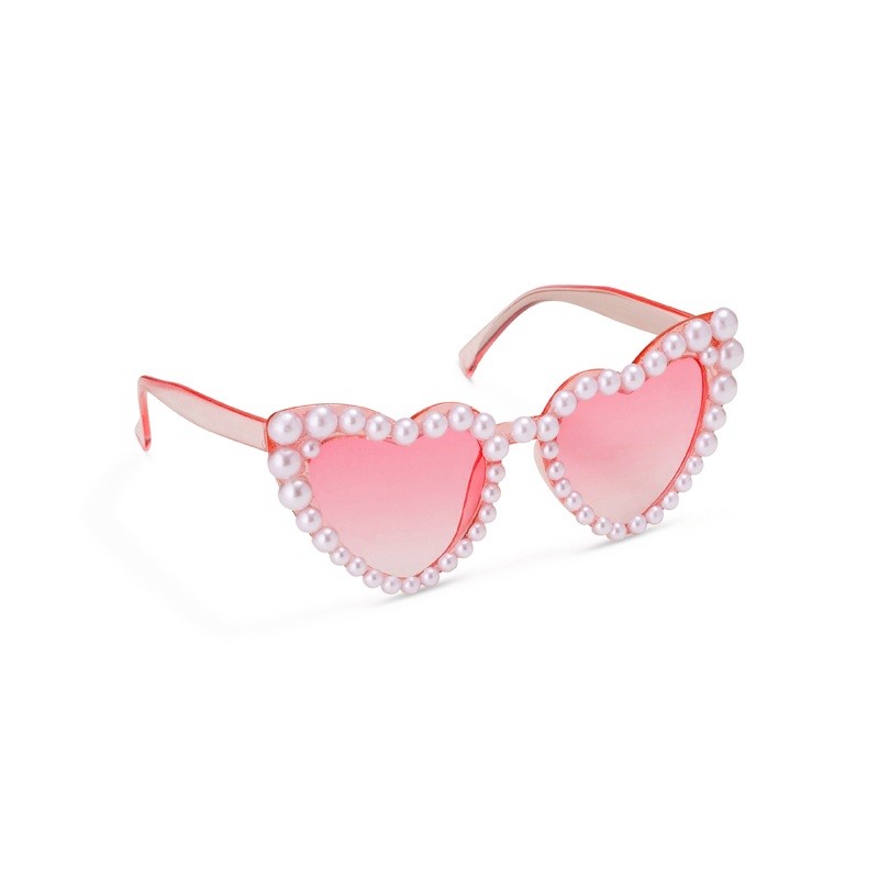 Heart-shaped pearl glasses pink