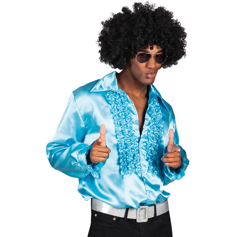 Raymon ruffled shirt in turquoise for men M