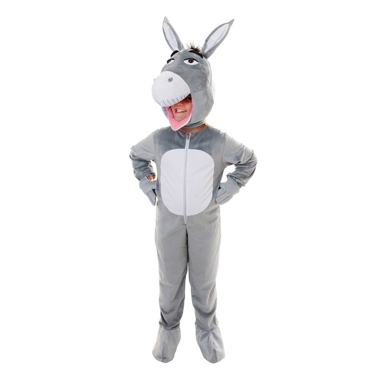 Big Head gray donkey kids costume