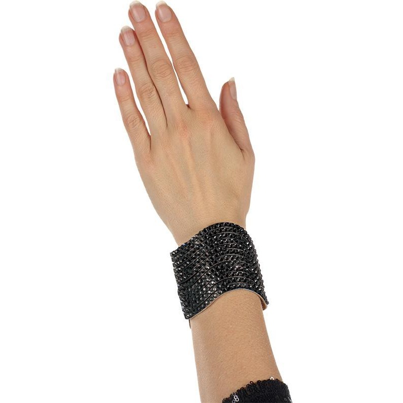 Black sequin bracelet in wave shape