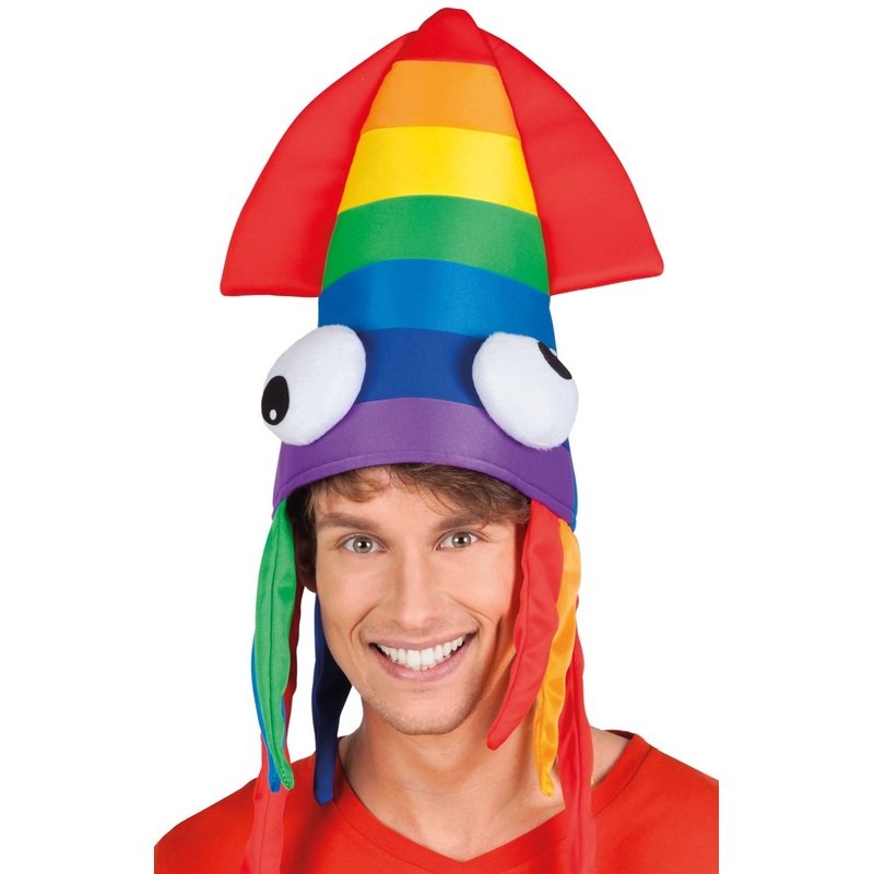Crazy colorful squid hat