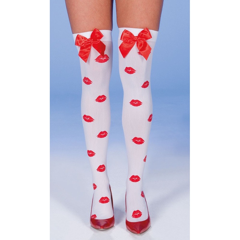 Kissing mouth overknees with bows