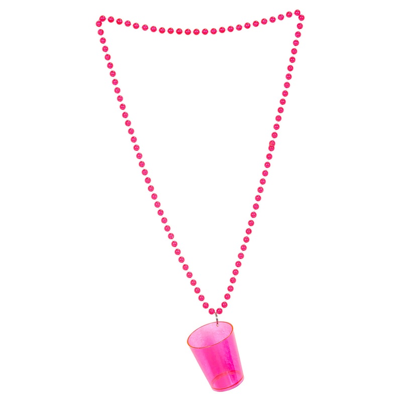 Liquor beaker on neon pink necklace