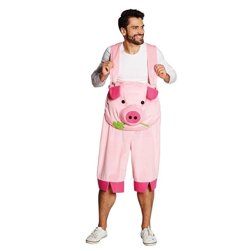 Lucky pig dungarees costume for adults S