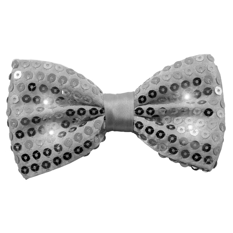 Luminous LED sequin bow tie gray