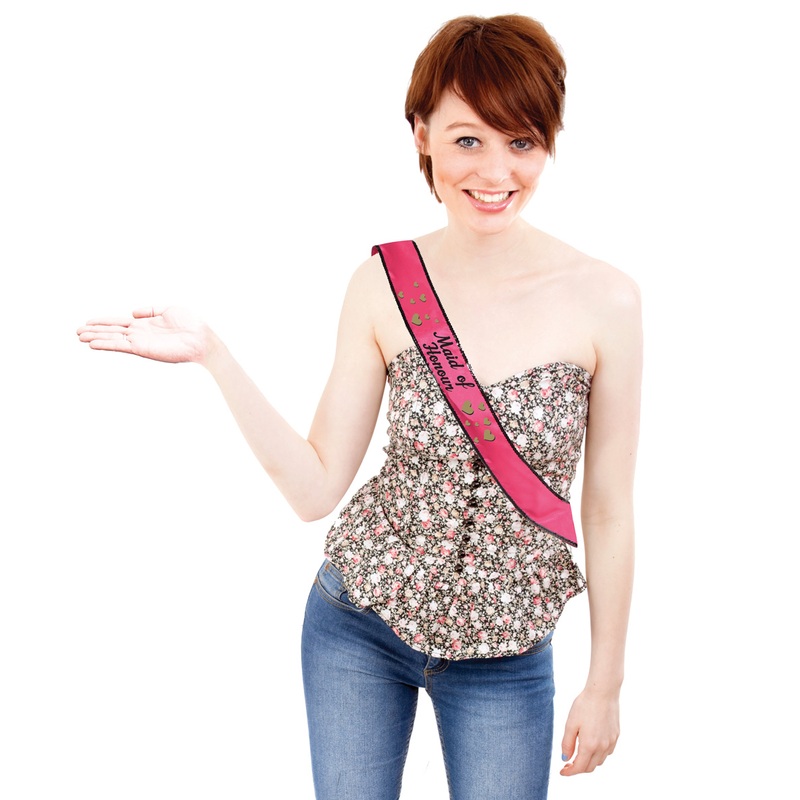 Maid Of Honor Clarissa Sash With Sequins Pink