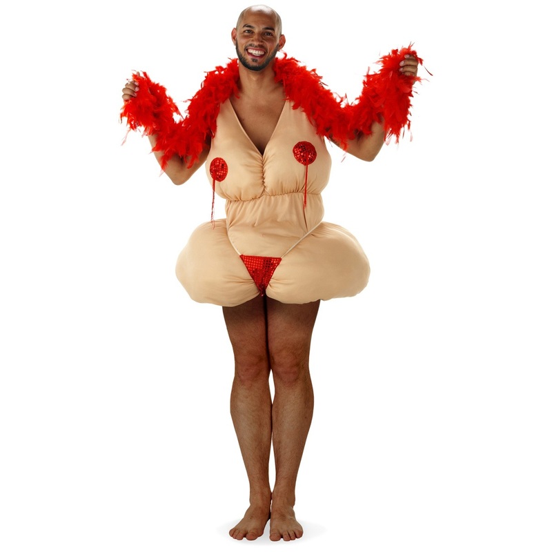 Naked woman in bikini costume