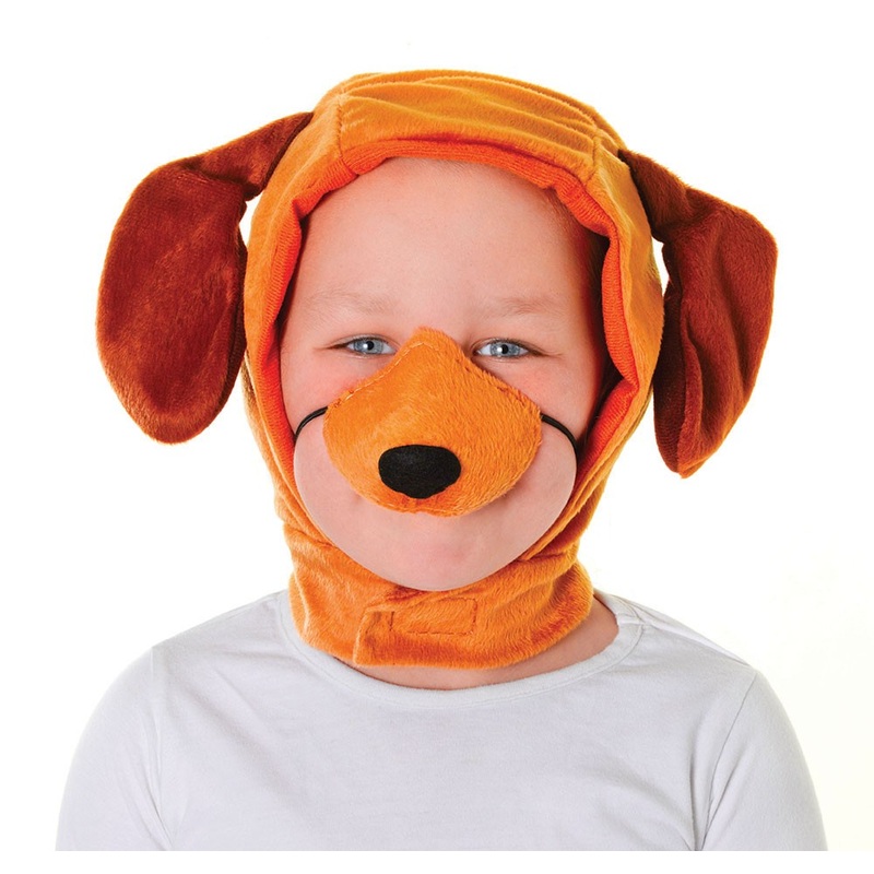 Orange-brown Hugo dog hat with a nose