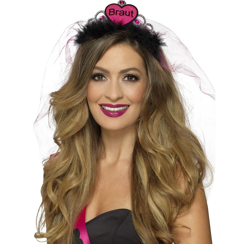 Pink Bridal Diadem With Veil