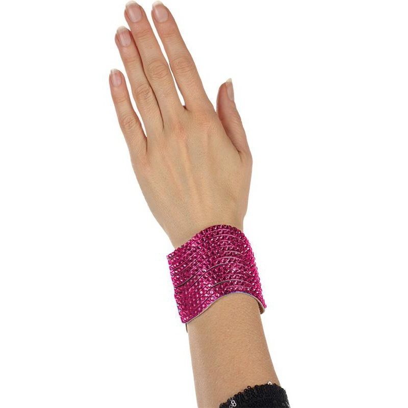 Pink sequin bracelet in wave shape