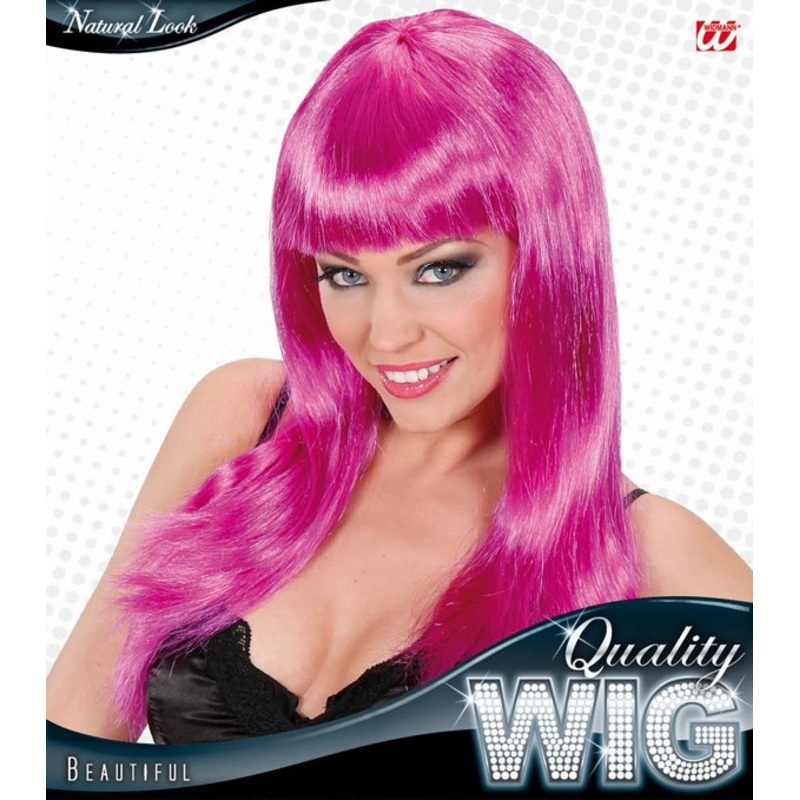 Pony long hair ladies wig pink