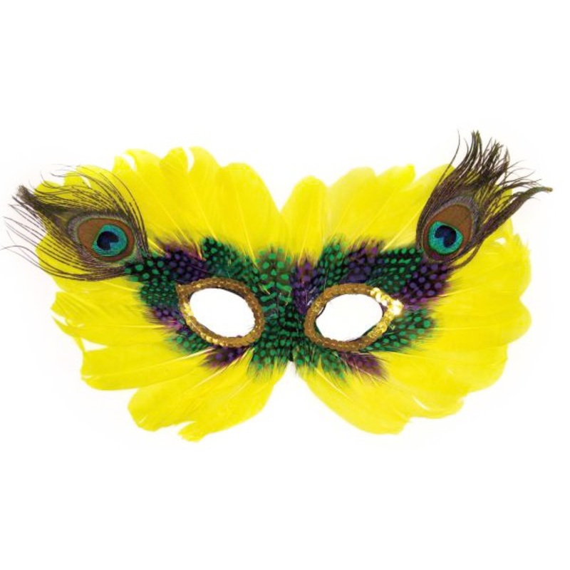Venetian feather mask yellow