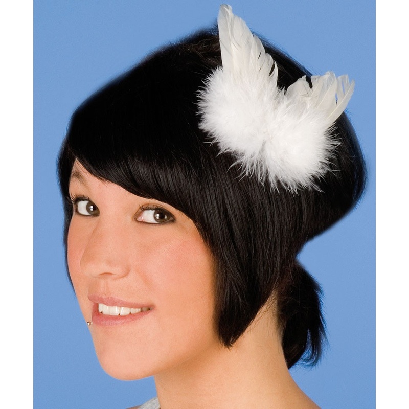 Angel wings white hair clip