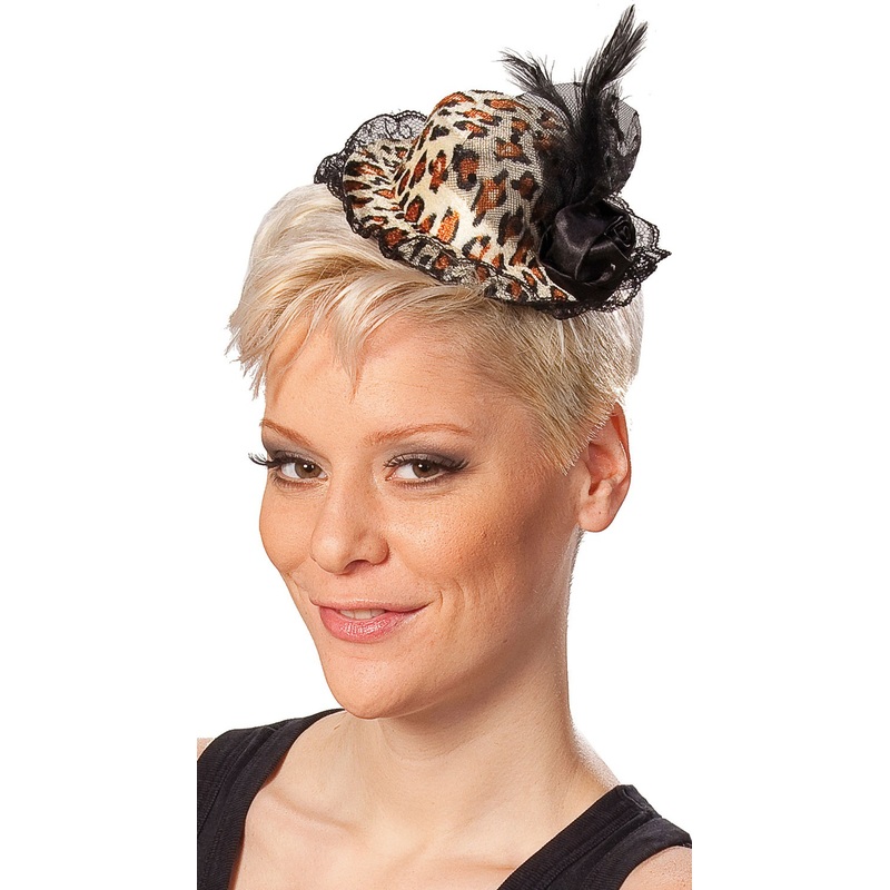 Brown mini leopard top hat