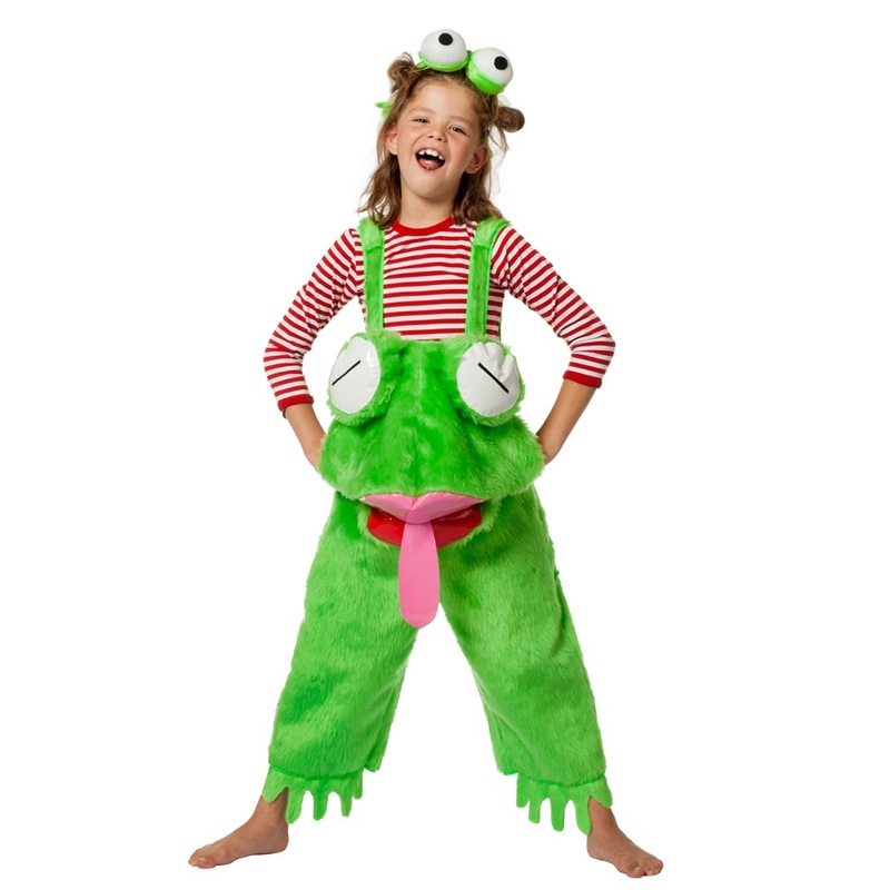Green frog plush dungarees for children 116