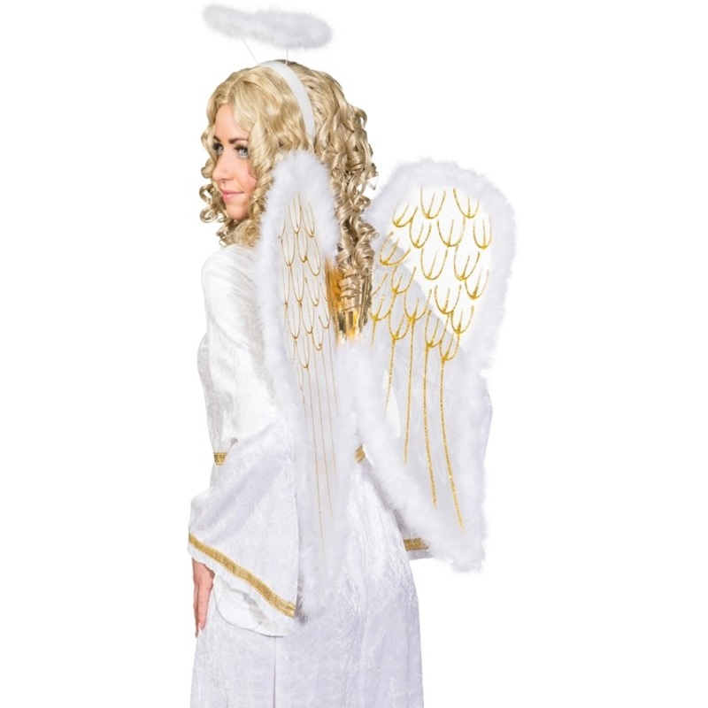 White-golden angel wings with halo