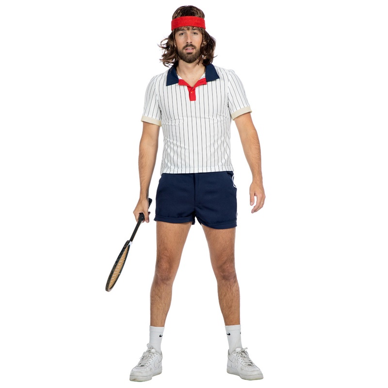 80s tennis player costume white-blue 48