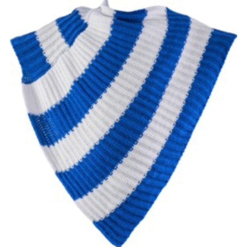 Blue and white poncho