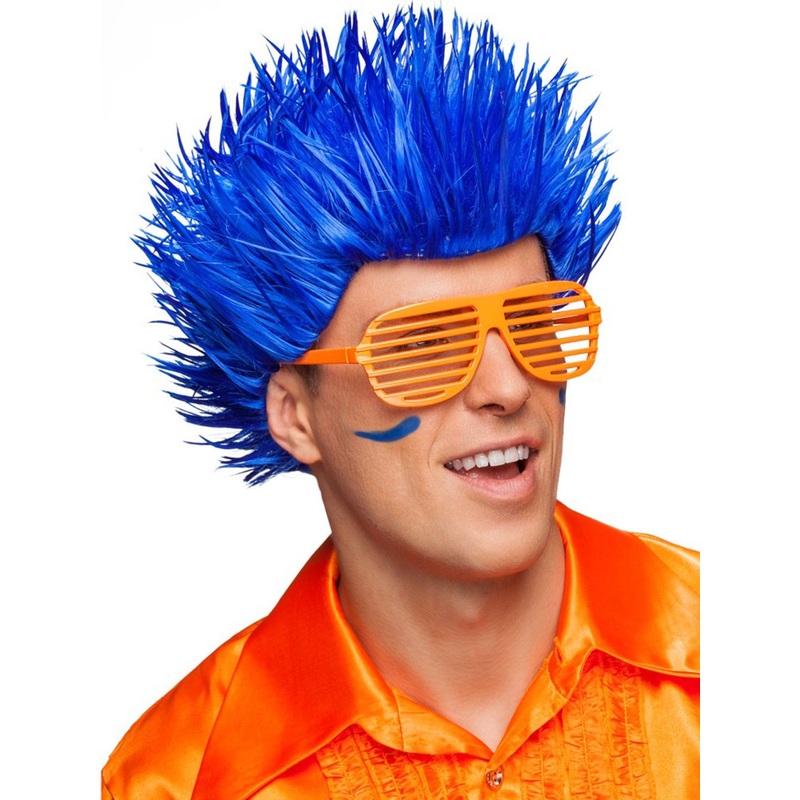 Blue gel hedgehog men's wig