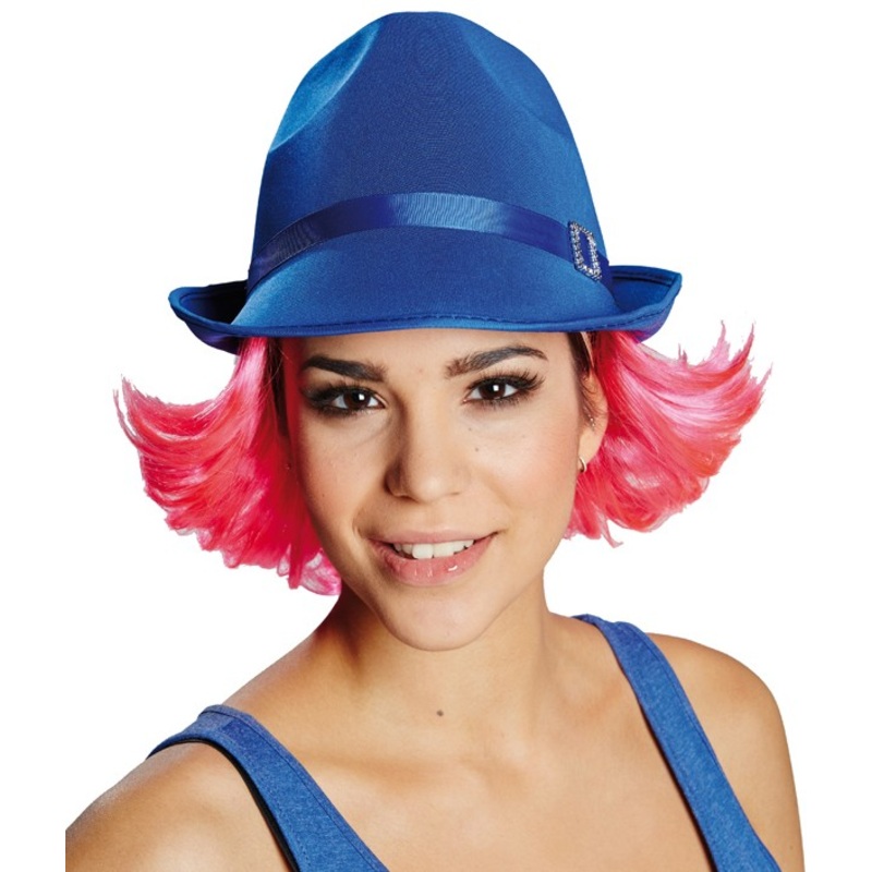 Blue party hat with pink hair