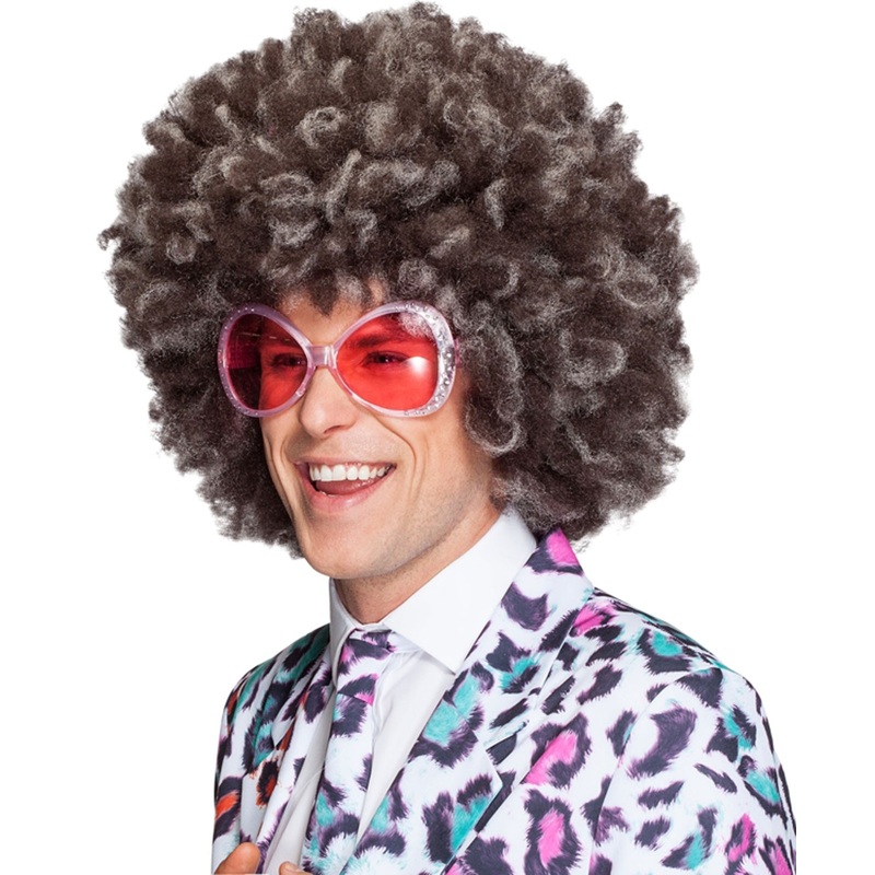 Brown Afro men's wig
