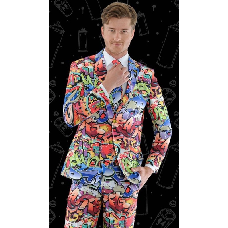 Colorful graffiti party suit for men 48