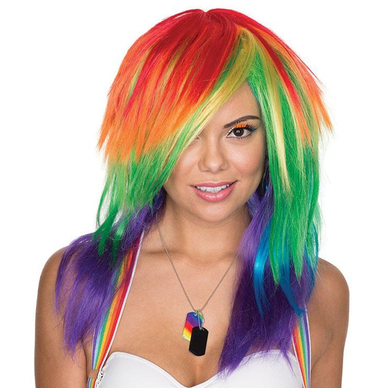 Colorful punky rainbow wig