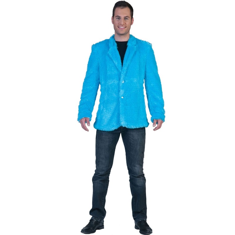 Cozy plush fur jacket for men blue 48-50