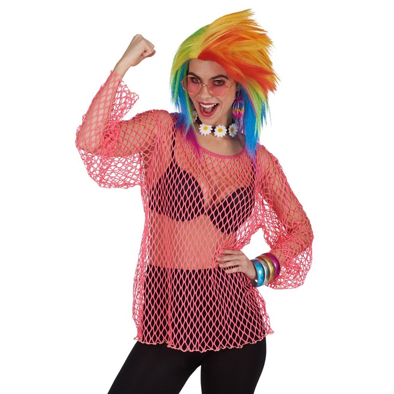Crazy fishnet shirt for women neon look