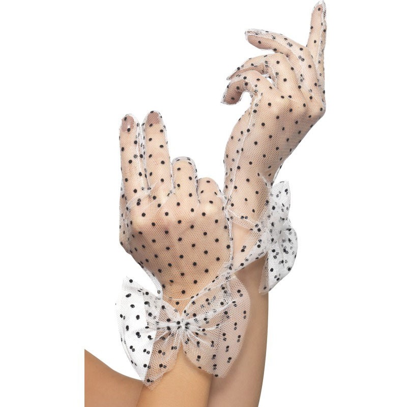 Dotted transparent mesh gloves