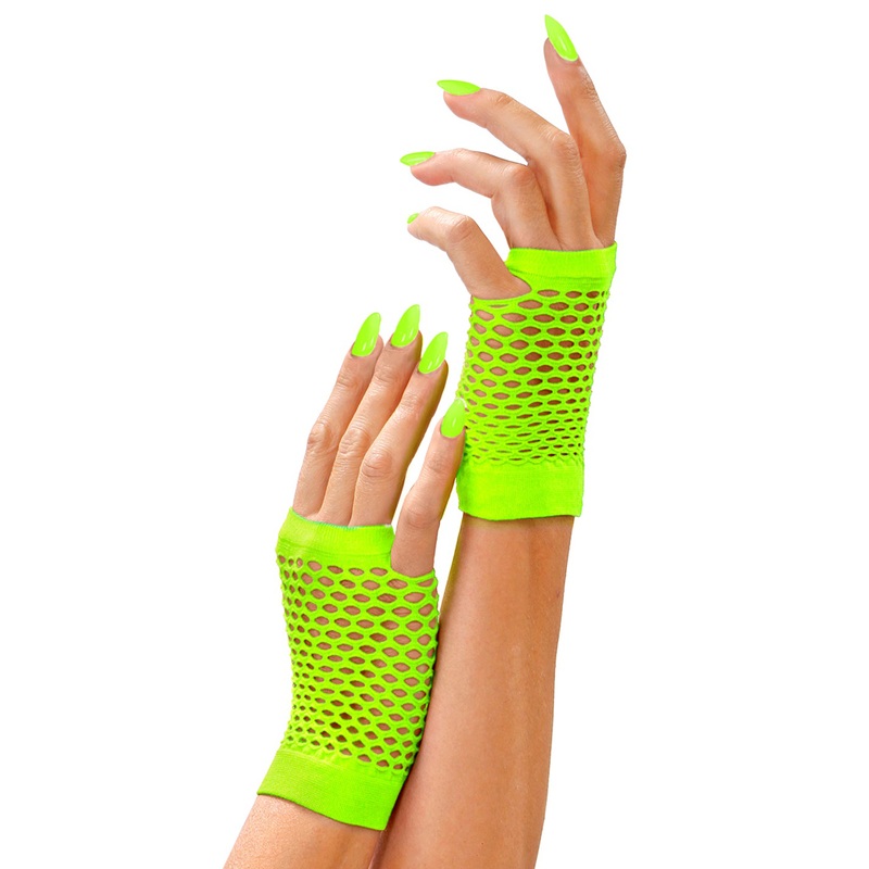 Fingerless fishnet gloves neon green