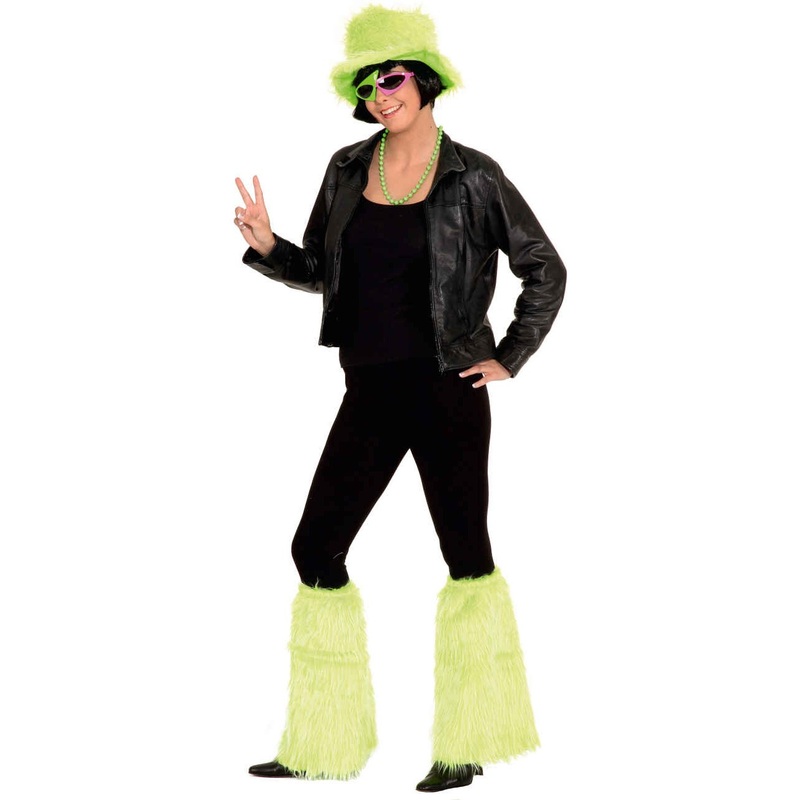 Fringed plush warmers neon green