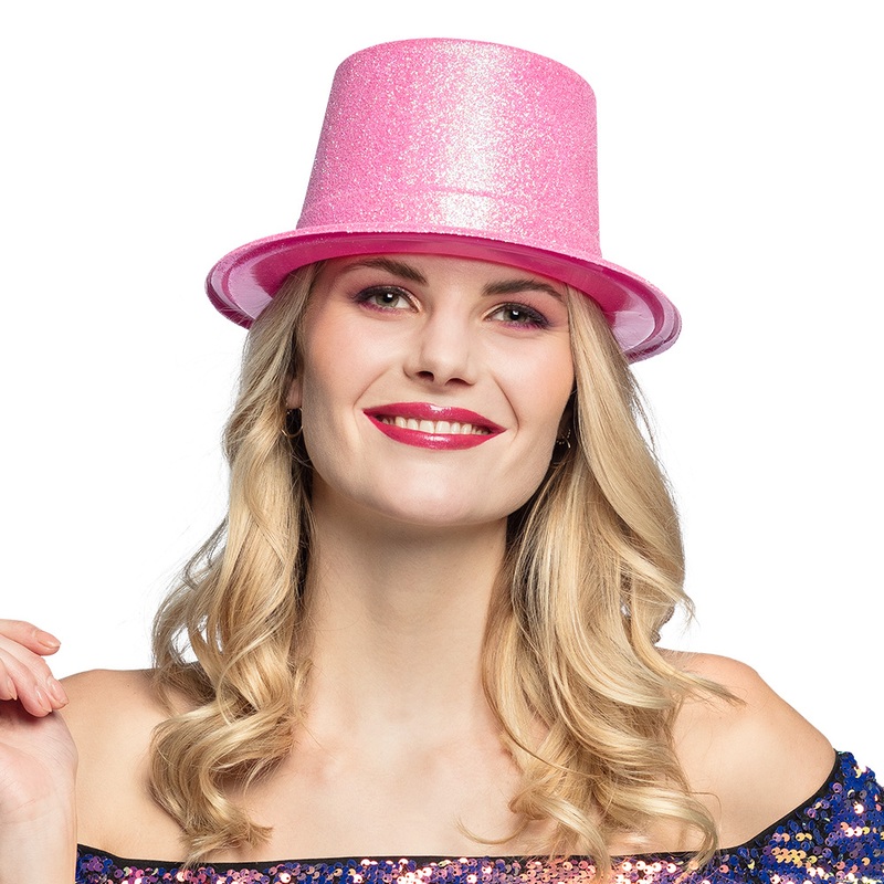 Fucsia glitter hat in neon pink