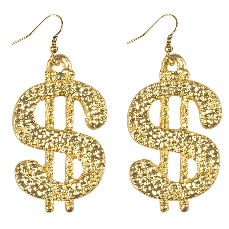 Golden Bling Bling Dollar Earrings