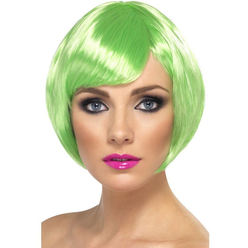 Green bob wig with bangs