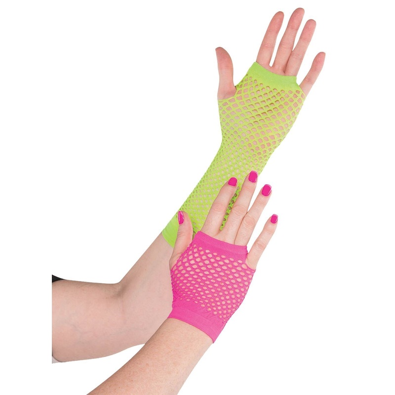 Neon-colored mesh gloves