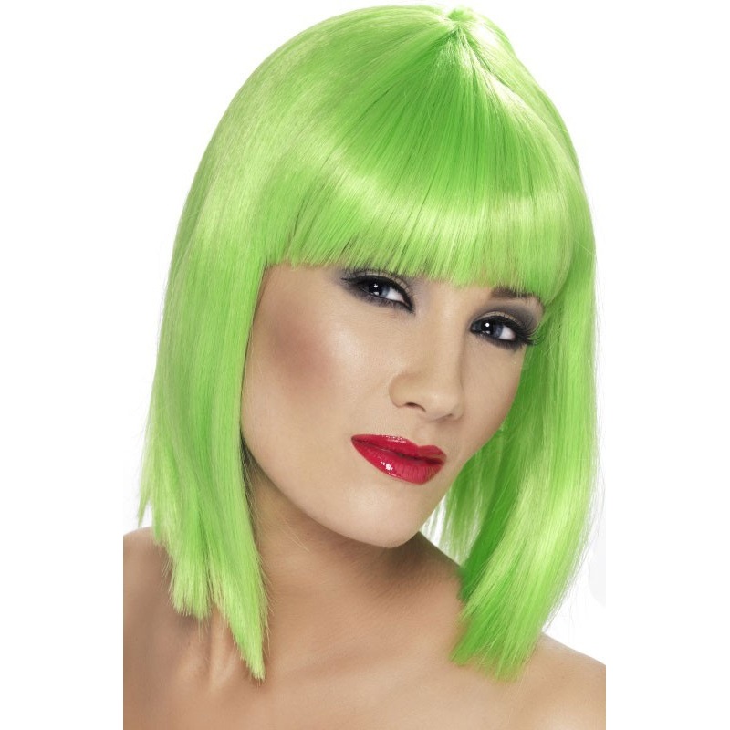 Neon green long bob wig