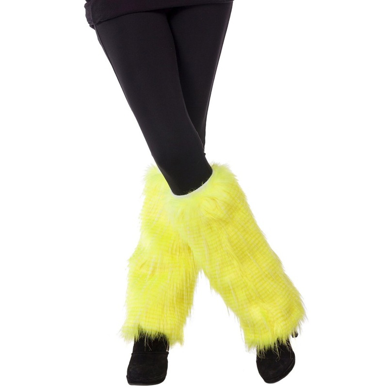 Neon yellow fur gauntlets for the legs