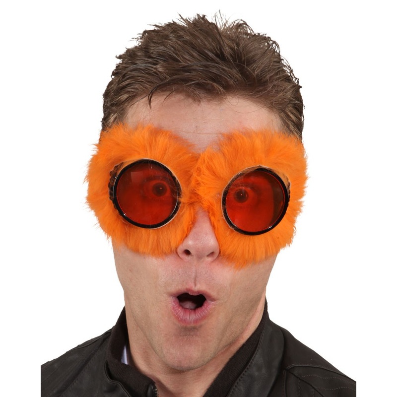 Orange aviator goggles with plush