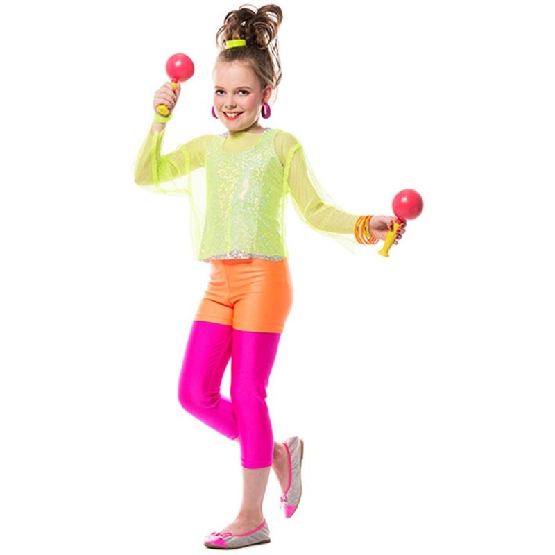 Pink girls leggings neon 128