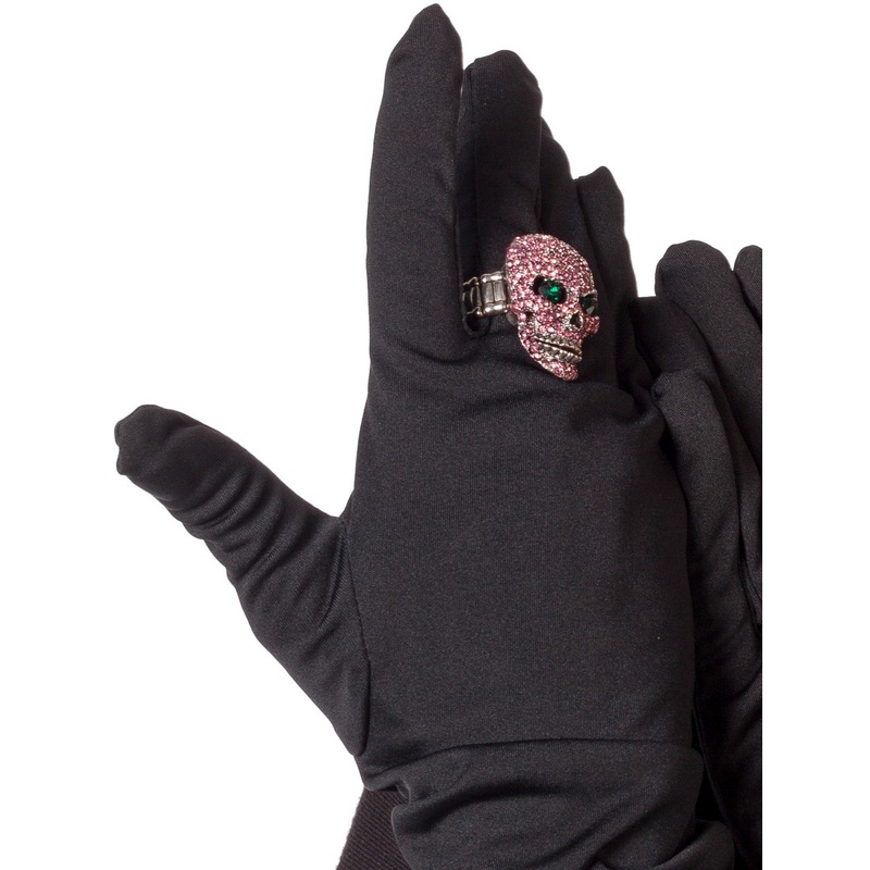 Pink glitter skull glamor ring
