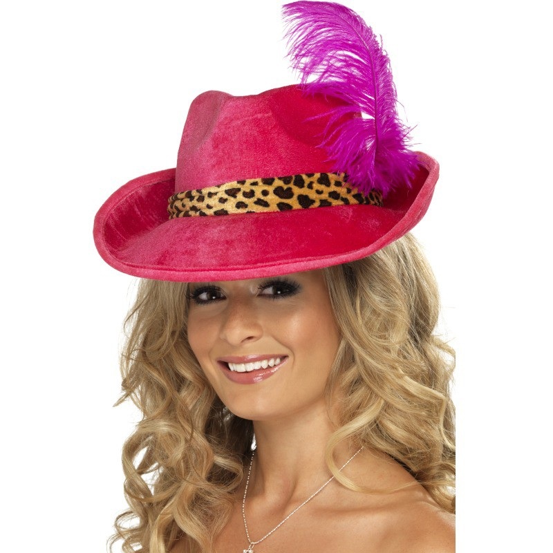 Pink Pimp Leo fedora hat